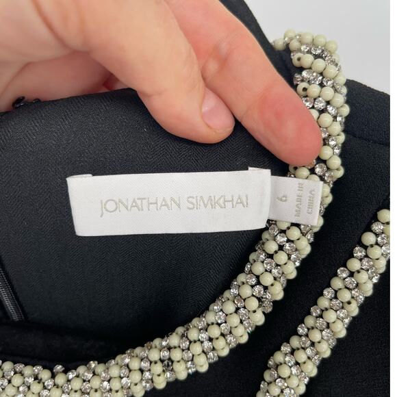 Jonathan Simkhai Black Katharine Diamante Cut Out Long Sleeve Mini Dress size 6 - Picture 8 of 10